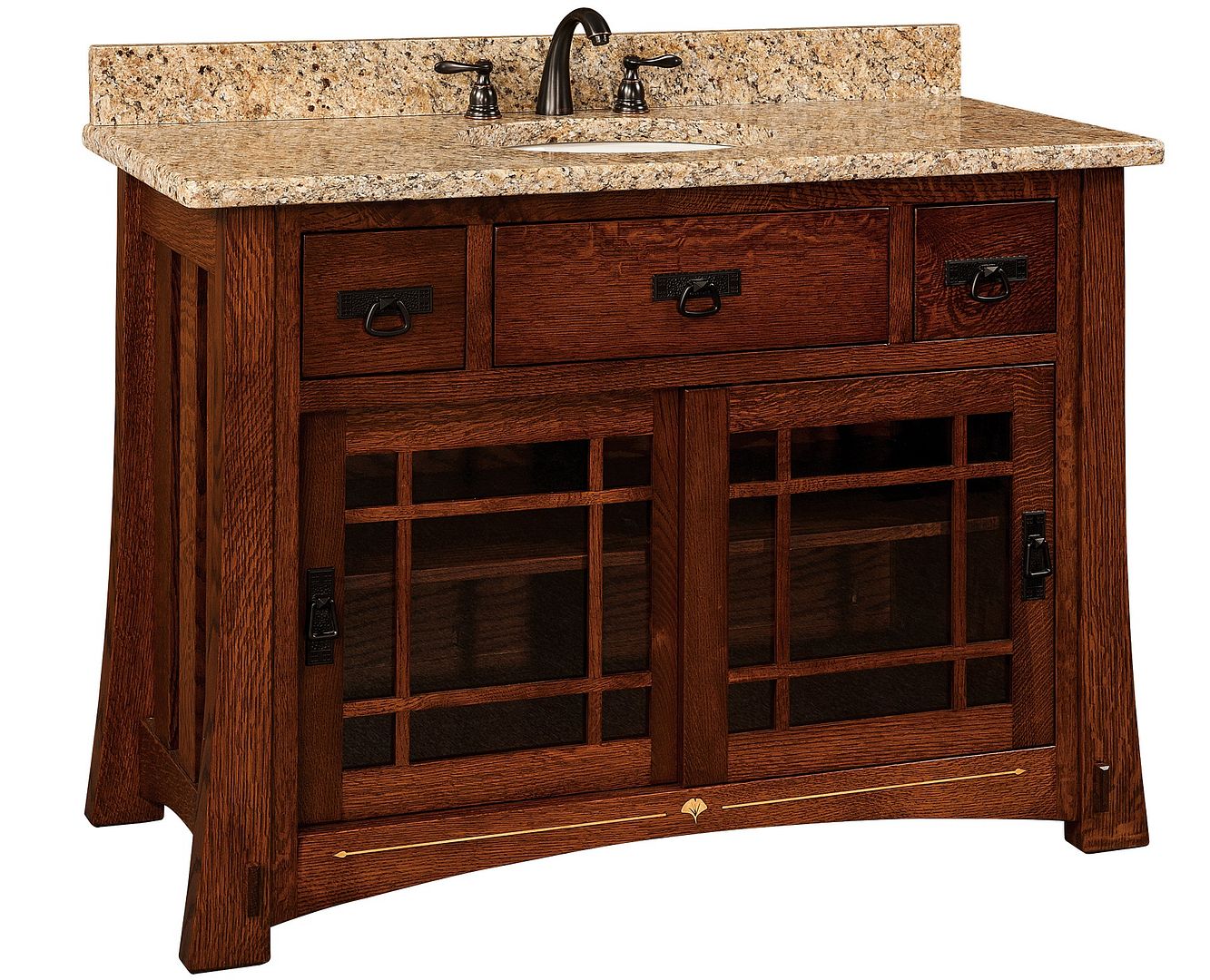 Amish Mission Bathroom Vanity Free Standing Sink Granite Top 48